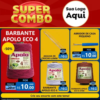 Modelo de Rede Social para Feed Facebook com o tema Super Combo para Armarinho e Aviamentos