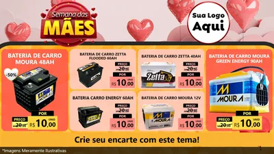 Modelo de TV para TV Horizontal com o tema Semana das Mães para Baterias Elétricas