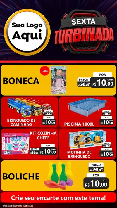Modelo de TV para TV Vertical com o tema Sexta Turbinada para Brinquedos