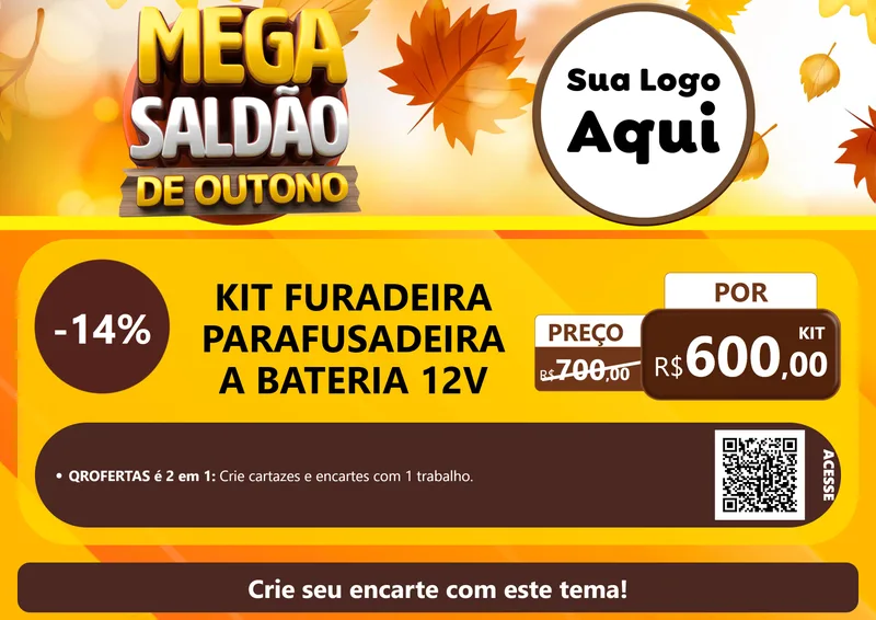 Modelo de Cartaz para Cartaz A4 Horizontal com o tema Mega Saldão de Outono para Maquinas e Ferramentas
