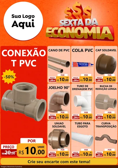 Modelo de Encarte para Encarte A4 Vertical com o tema Sexta da Economia para Tubos e conexões