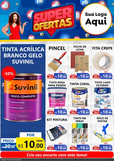 Modelo de Encarte para Encarte A4 Vertical com o tema Super Ofertas para Tintas e Ferramentas