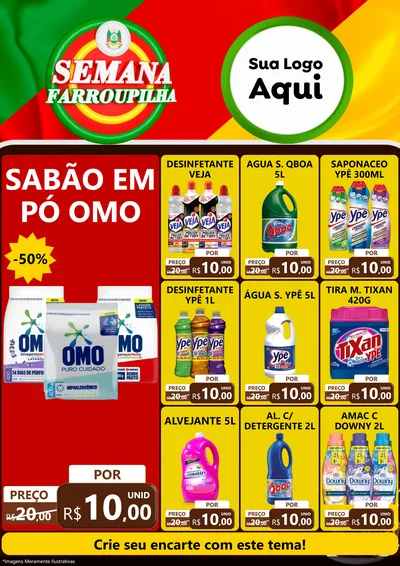 Modelo de Encarte para Encarte A4 Vertical com o tema Semana Farroupilha para Produtos de Limpeza