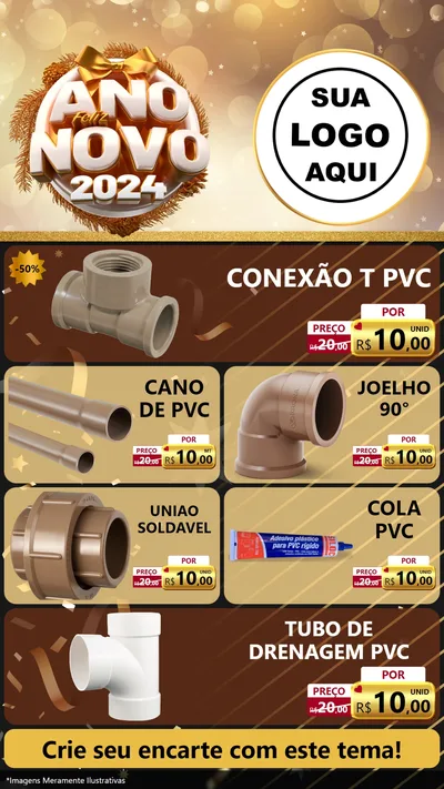 Modelo de TV para TV Vertical com o tema Feliz Ano Novo 2027 para Tubos e conexões
