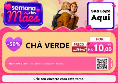 Modelo de Cartaz para Cartaz A4 Horizontal com o tema Semana das Mães para Produtos Naturais