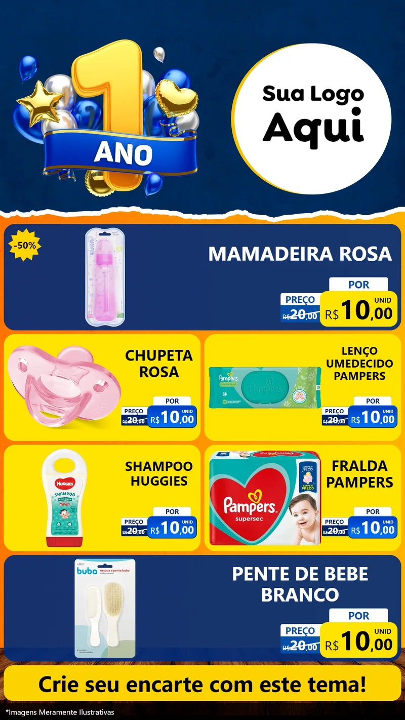 Modelo de TV para TV Vertical com o tema Um Ano de Aniversário para Bebês
