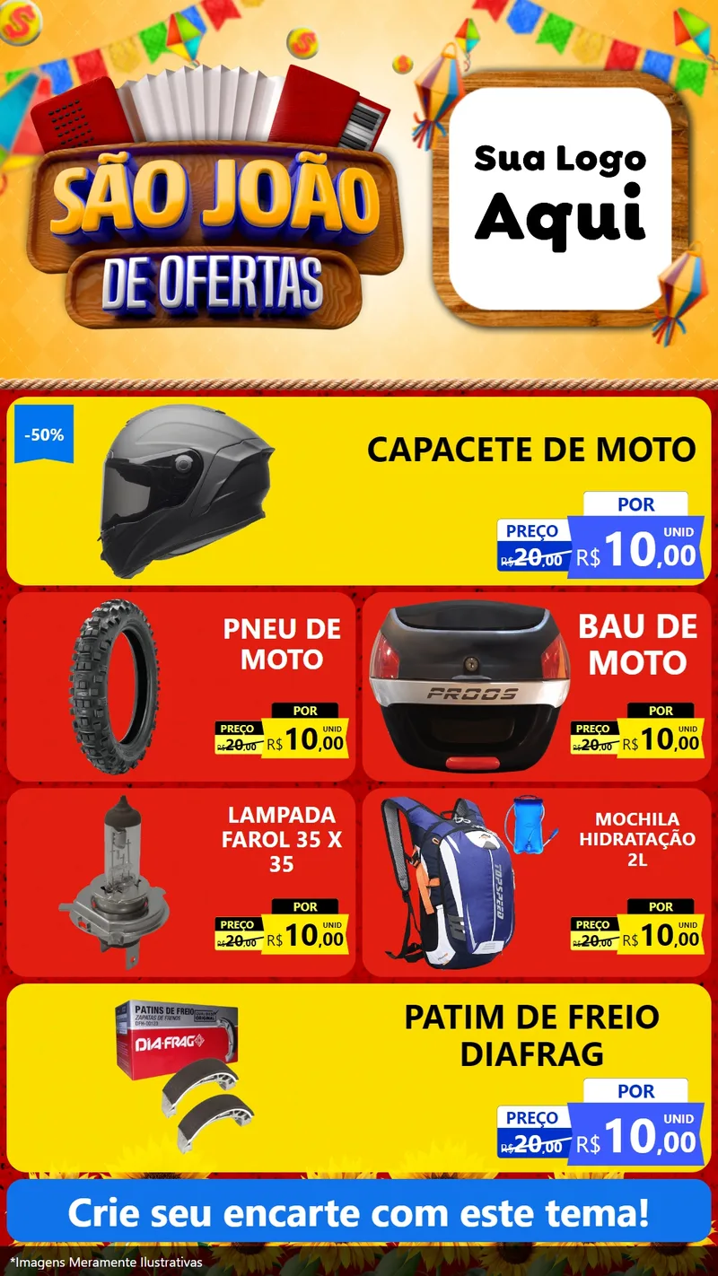 Modelo de TV para TV Vertical com o tema São João de Ofertas para Moto peças