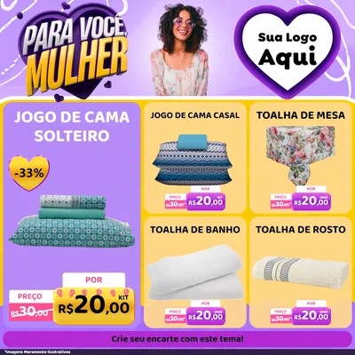 Modelo de Rede Social para Feed Facebook com o tema Para Você, Mulher para Cama, Mesa e Banho