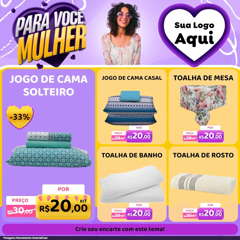 Modelo de Rede Social para Feed Facebook com o tema Para Você, Mulher para Cama, Mesa e Banho