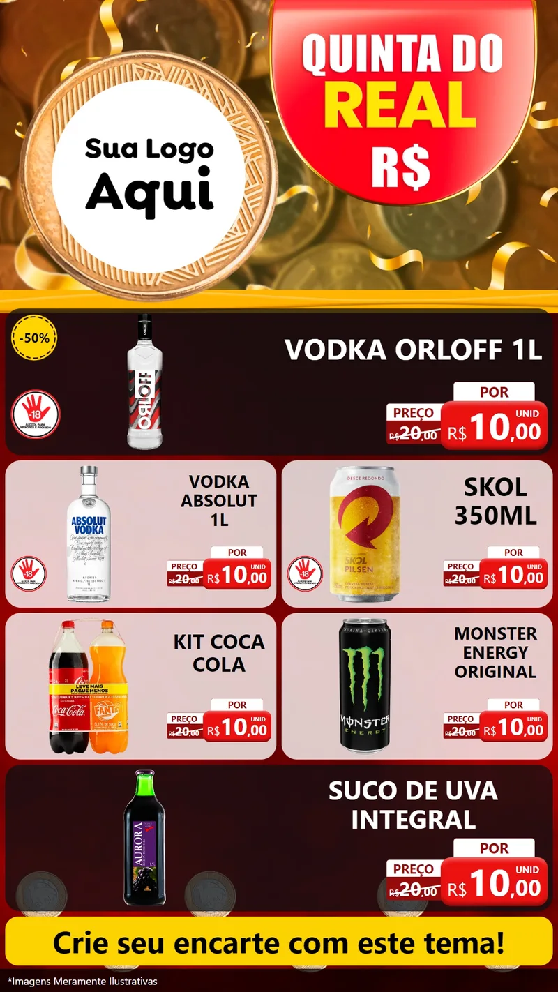 Modelo de TV para TV Vertical com o tema Quinta do Real para Distribuidora de bebidas