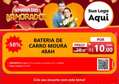 Modelo de Cartaz para Cartaz A4 Horizontal com o tema Semana dos Namorados para Baterias Elétricas