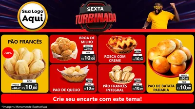 Modelo de TV para TV Horizontal com o tema Sexta Turbinada para Padaria