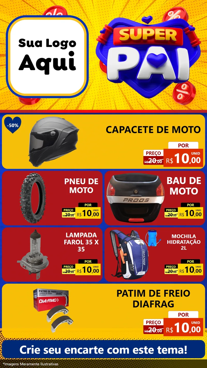 Modelo de TV para TV Vertical com o tema Super Pai para Moto peças