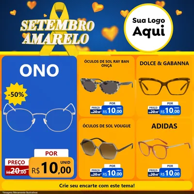 Modelo de Rede Social para Feed Facebook com o tema Setembro Amarelo para Óticas