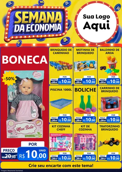 Modelo de Encarte para Encarte A4 Vertical com o tema Semana da Economia para Brinquedos