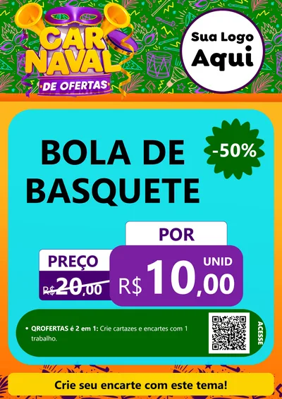 Modelo de Cartaz para Cartaz A4 Vertical com o tema Carnaval de Ofertas para Artigos Esportivos