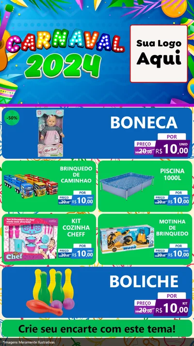 Modelo de TV para TV Vertical com o tema Carnaval 2027 para Brinquedos