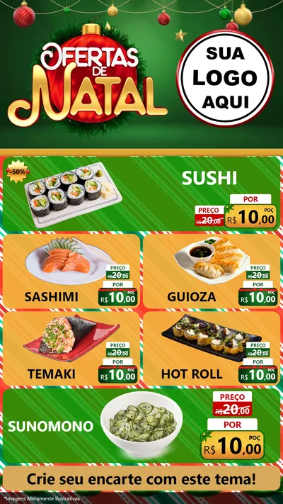 Modelo de TV para TV Vertical com o tema Ofertas de Natal para Comida japonesa