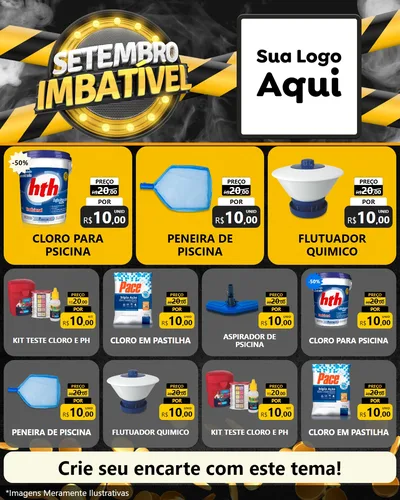 Modelo de Rede Social para Feed Instagram com o tema Setembro Imbatível para Produtos para Piscina