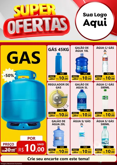 Modelo de Encarte para Encarte A4 Vertical com o tema Super Ofertas para Água e gás