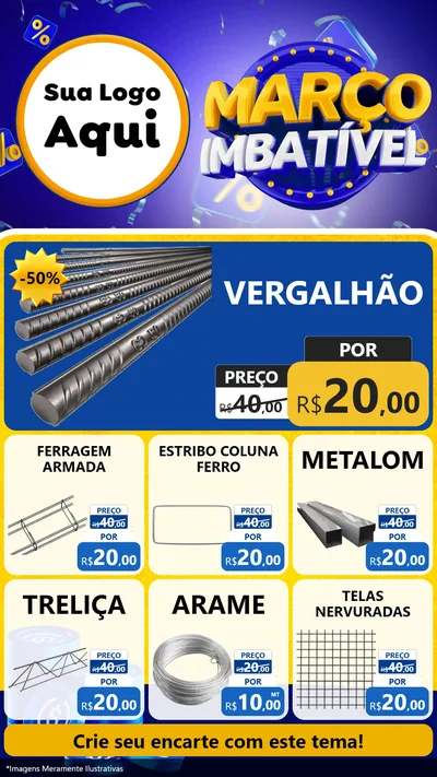 Modelo de Rede Social para Stories com o tema Março Imbatível para Ferragens