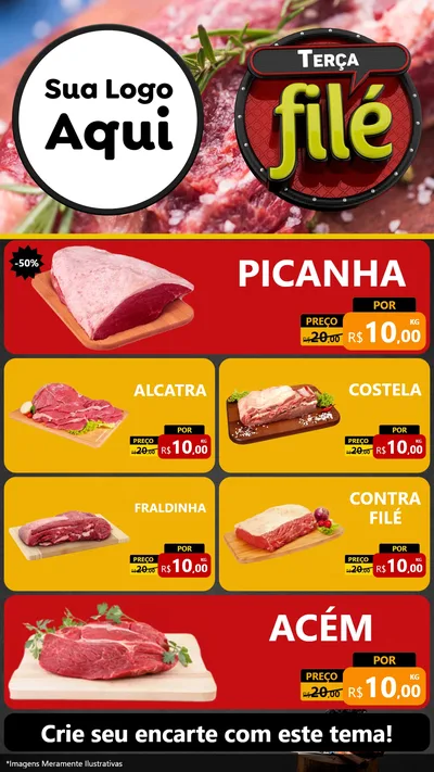 Modelo de TV para TV Vertical com o tema Terça Filé para Açougue