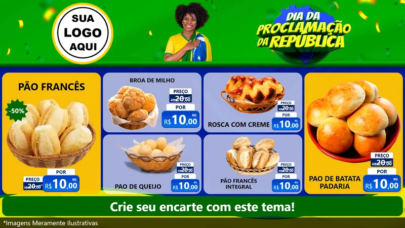 Modelo de TV para TV Horizontal com o tema Dia Da Proclamação Da República para Padaria