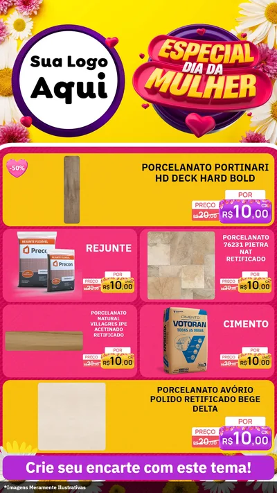 Modelo de TV para TV Vertical com o tema Especial Dia da Mulher para Pisos e revestimentos