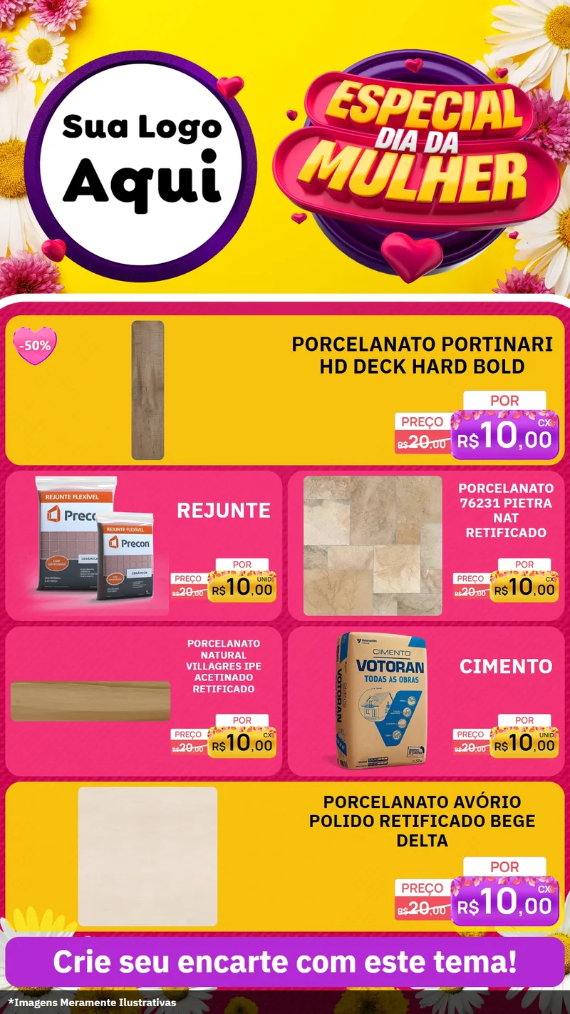 Modelo de TV para TV Vertical com o tema Especial Dia da Mulher para Pisos e revestimentos