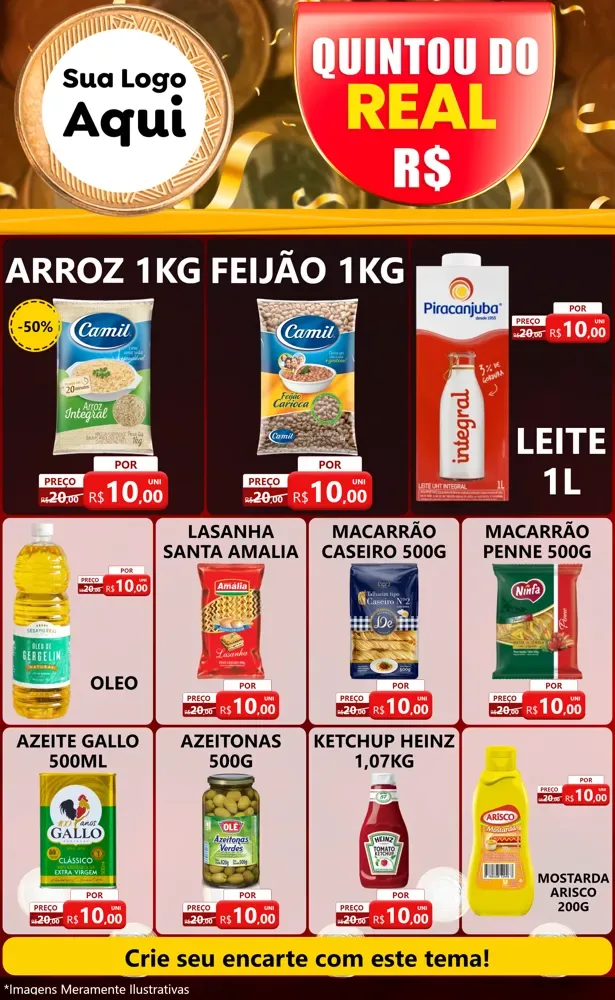 Modelo de Encarte para Encarte Grande com o tema Quintou do Real para Supermercado