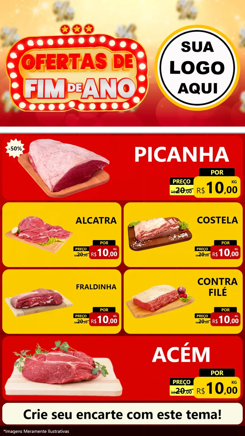 Modelo de TV para TV Vertical com o tema Ofertas de Fim de Ano para Açougue