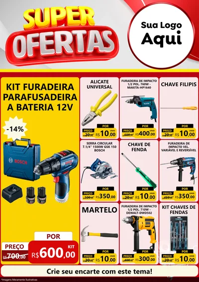 Modelo de Encarte para Encarte A4 Vertical com o tema Super Ofertas para Maquinas e Ferramentas