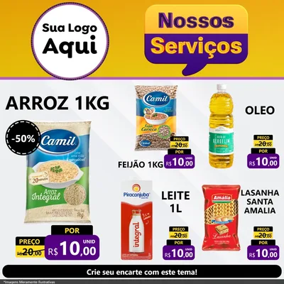 Modelo de Rede Social para Feed Facebook com o tema Nossos Serviços para Supermercado