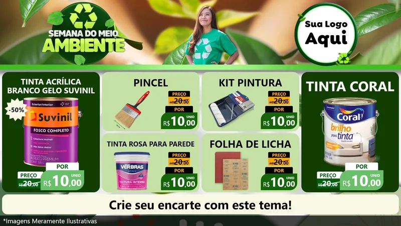 Modelo de TV para TV Horizontal com o tema Semana do Meio Ambiente para Tintas e Ferramentas