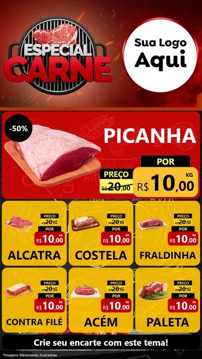 Modelo de Rede Social para Stories com o tema Especial da Carne para Açougue