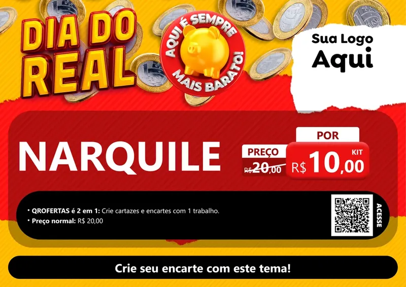 Modelo de Cartaz para Cartaz A4 Horizontal com o tema Dia Do Real para Tabacaria