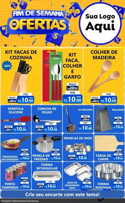 Modelo de Encarte para Encarte Grande com o tema Fim de Semana de Ofertas para Utilidades Domésticas