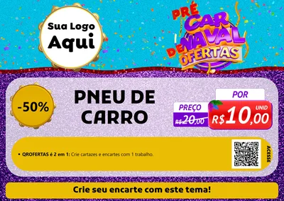 Modelo de Cartaz para Cartaz A4 Horizontal com o tema Pré Carnaval de Ofertas para Auto peças