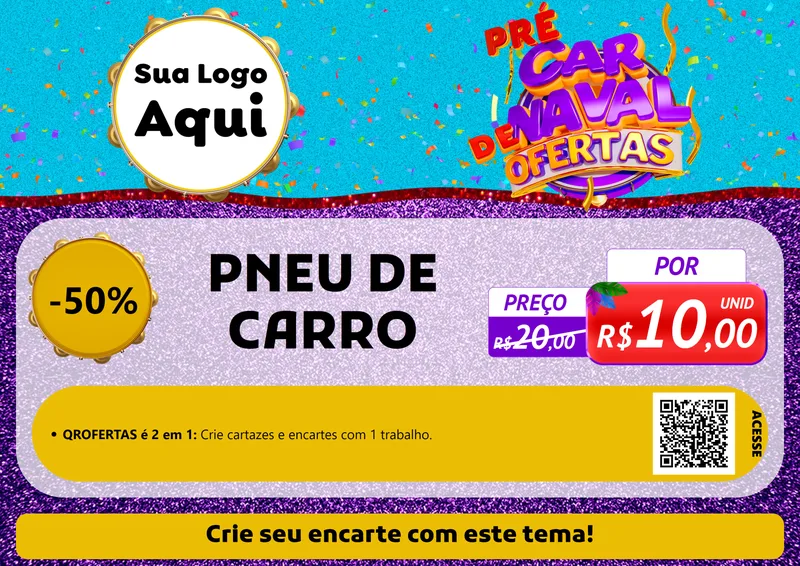 Modelo de Cartaz para Cartaz A4 Horizontal com o tema Pré Carnaval de Ofertas para Auto peças