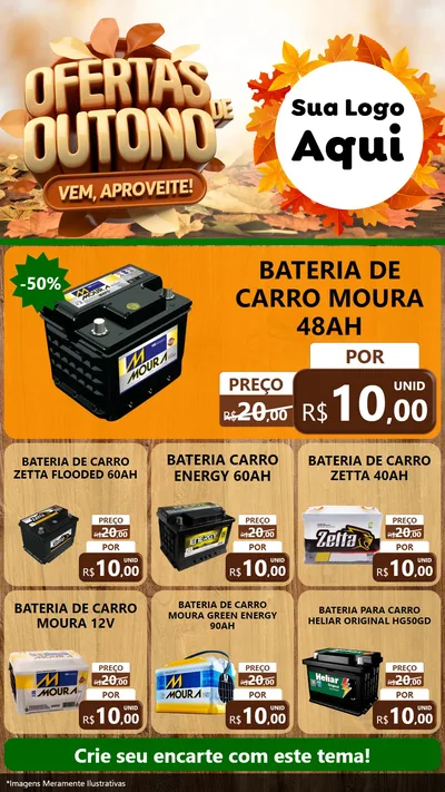Modelo de Rede Social para Stories com o tema Ofertas de Outono - Vem, Aproveite! para Baterias Elétricas