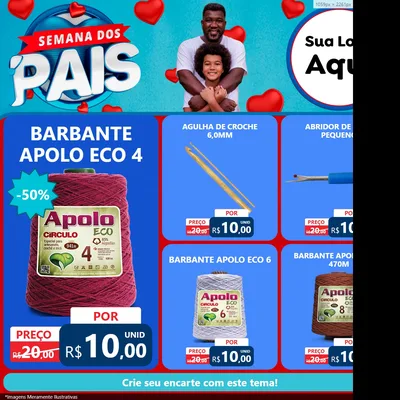 Modelo de Rede Social para Feed Facebook com o tema Semana Dos Pais para Armarinho e Aviamentos