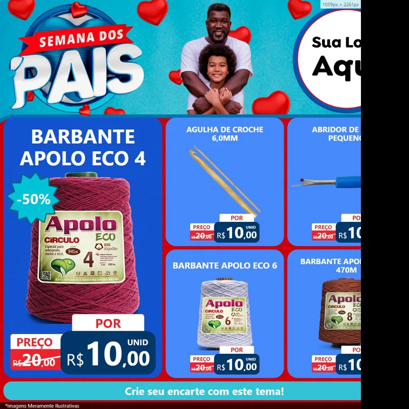 Modelo de Rede Social para Feed Facebook com o tema Semana Dos Pais para Armarinho e Aviamentos
