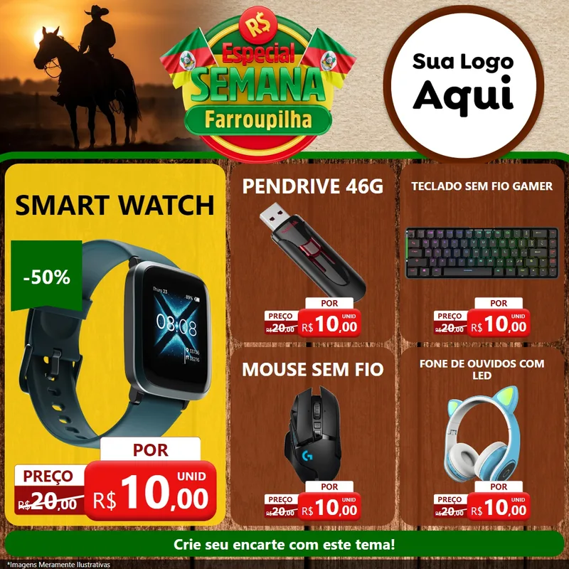 Modelo de Rede Social para Feed Facebook com o tema Especial Semana Farroupilha para Informática