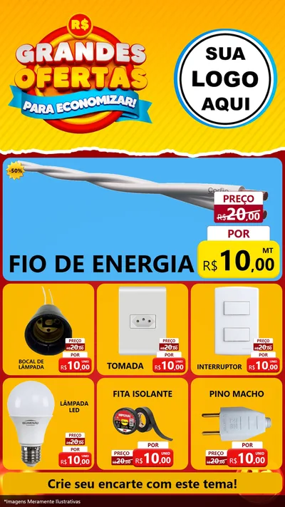 Modelo de Rede Social para Stories com o tema Grandes Ofertas Para Economizar! para Materiais Elétricos