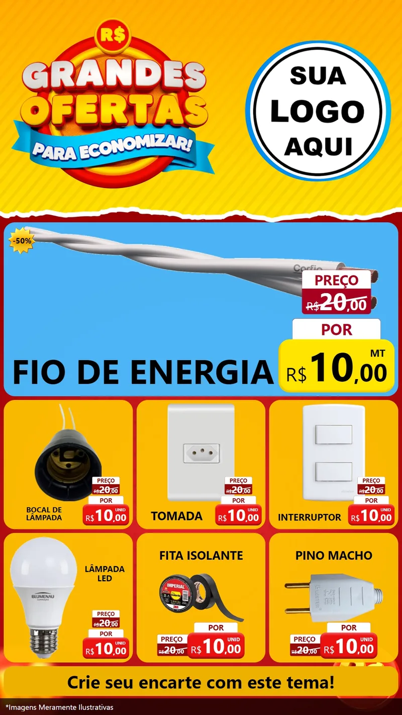 Modelo de Rede Social para Stories com o tema Grandes Ofertas Para Economizar! para Materiais Elétricos