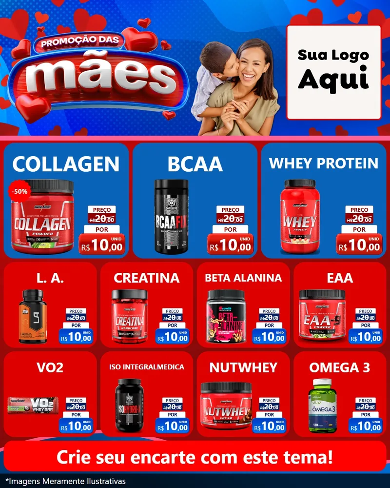 Modelo de Rede Social para Feed Instagram com o tema Promoção das Mães para Suplementos alimentares