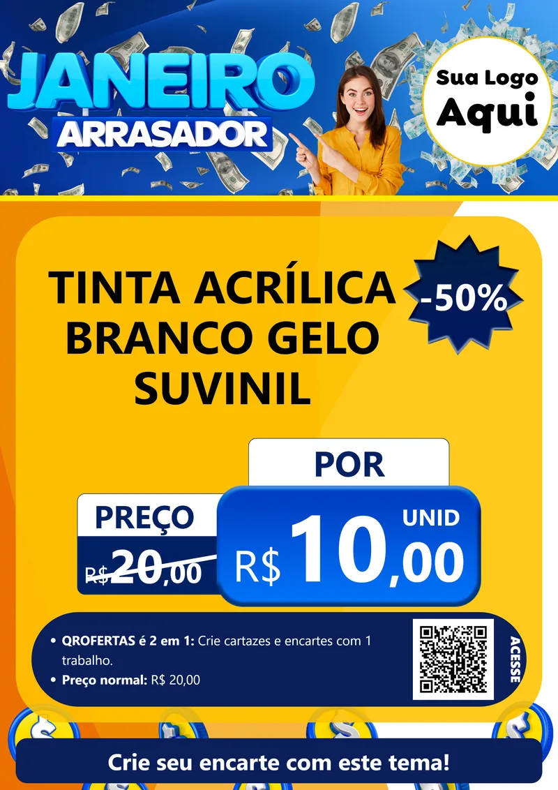Modelo de Cartaz para Cartaz A4 Vertical com o tema Janeiro Arrasador para Tintas e Ferramentas