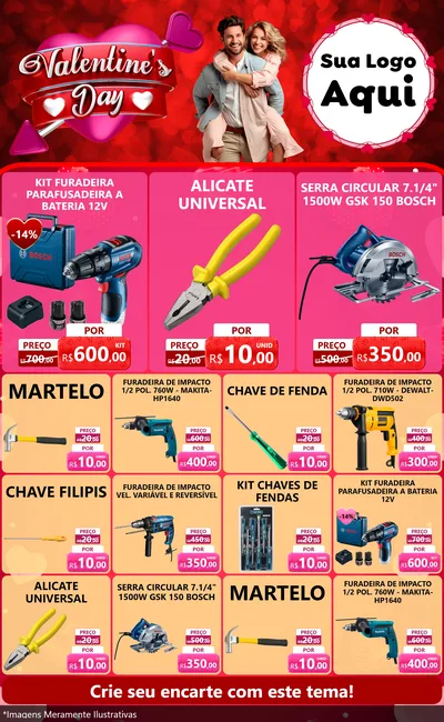 Modelo de Encarte para Encarte Grande com o tema Valentine's Day para Maquinas e Ferramentas
