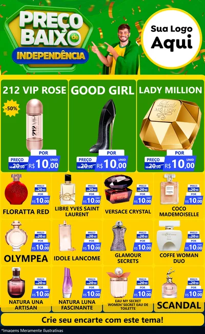Modelo de Encarte para Encarte Grande com o tema Preço Baixo de Independência para Perfumes