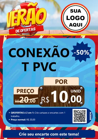 Modelo de Cartaz para Cartaz A4 Vertical com o tema Verão de Ofertas para Tubos e conexões